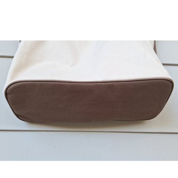 Restoration Hardware Heavy Duty Cotton Canvas Tote Bag Cream Brown 21.5"x14.5" - Picture 5 of 12